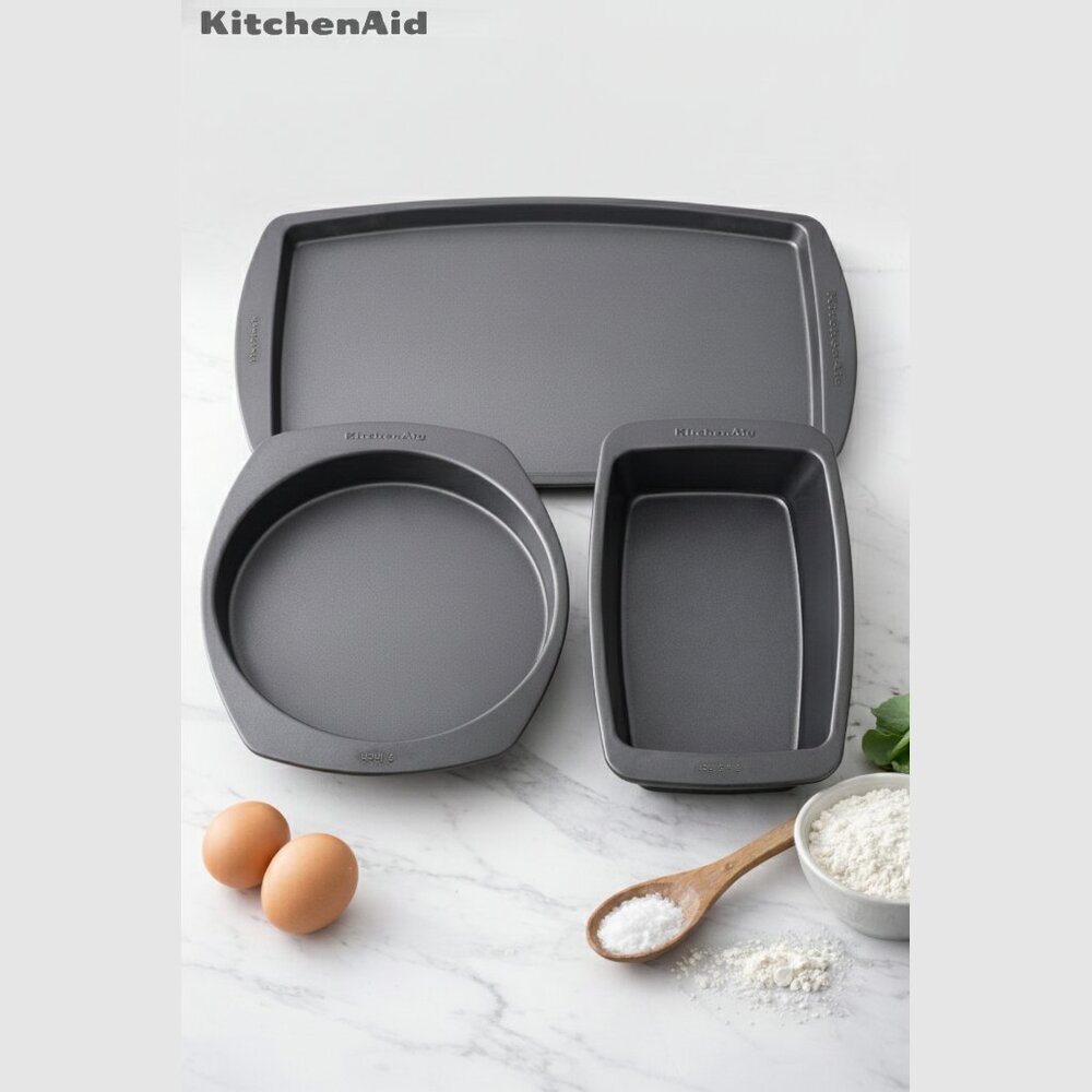 KitchenAid 3-Piece Bakeware Set | Baking Sheet, Cake Pan & Loaf Pan
